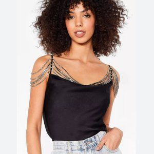 Nasty Gal Diamante Chain Cowl Neck Top